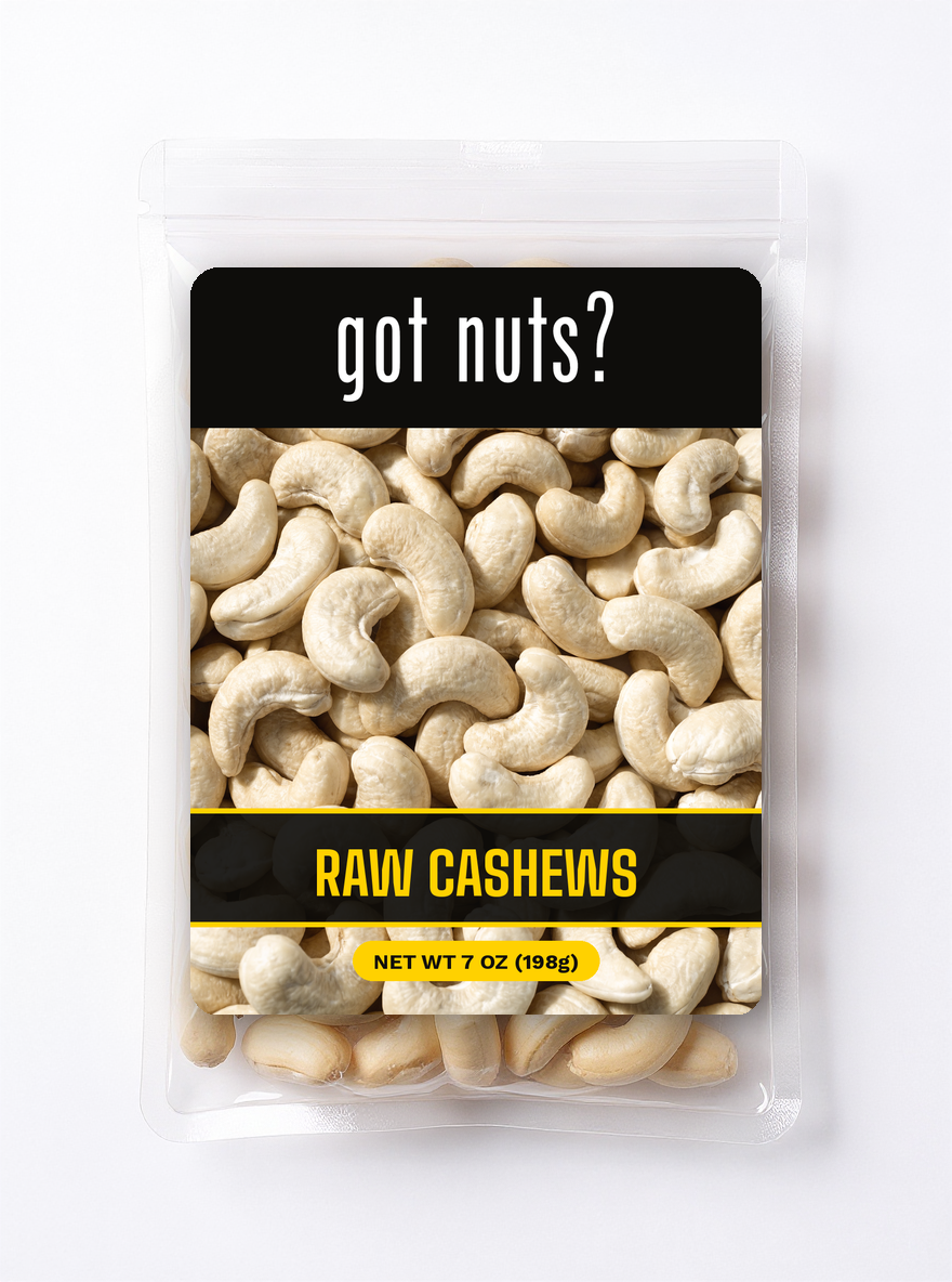 Got Nuts Raw Cashews — clear bag with label