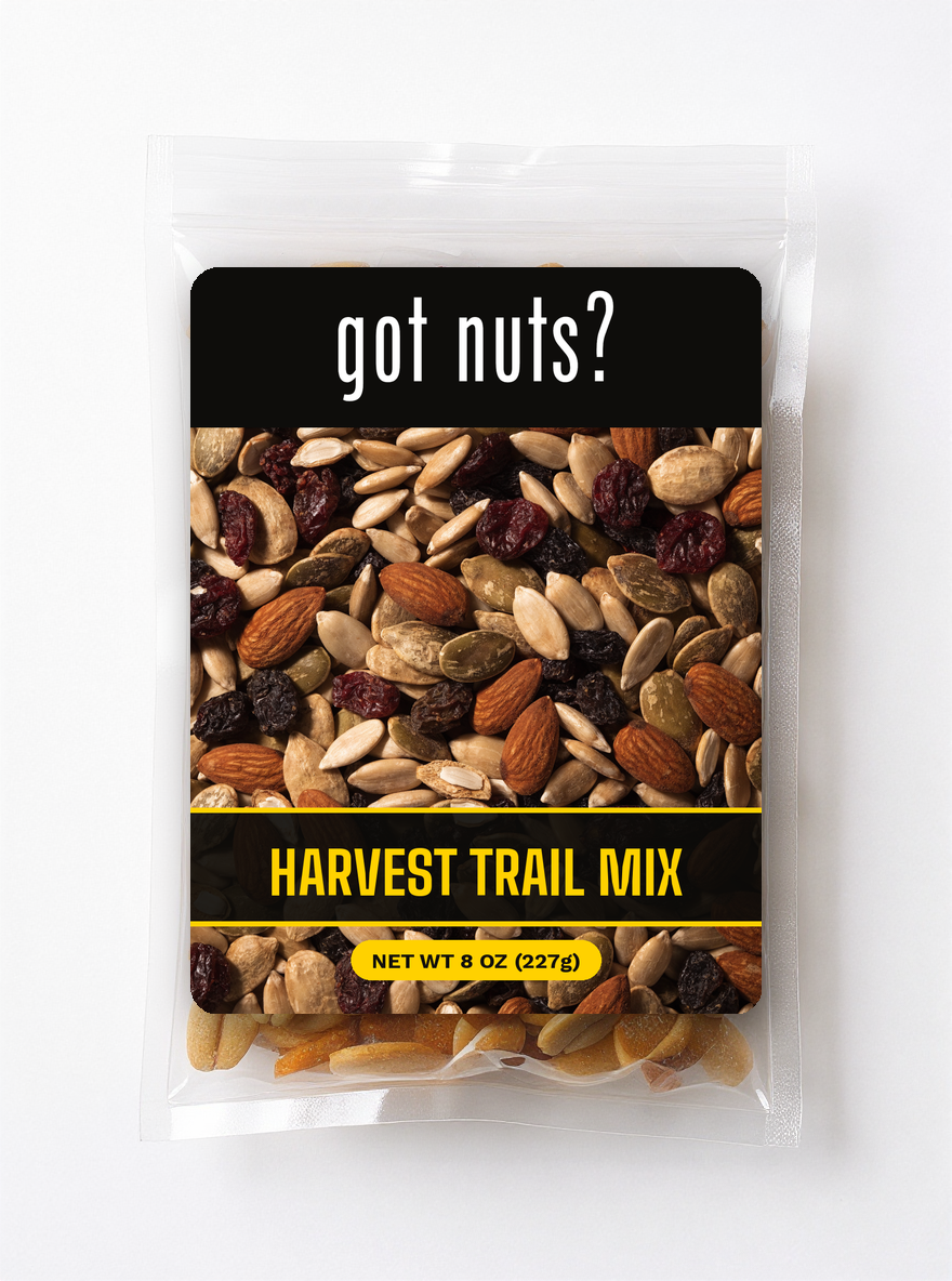 Got Nuts Harvest Trail Mix — clear bag with label