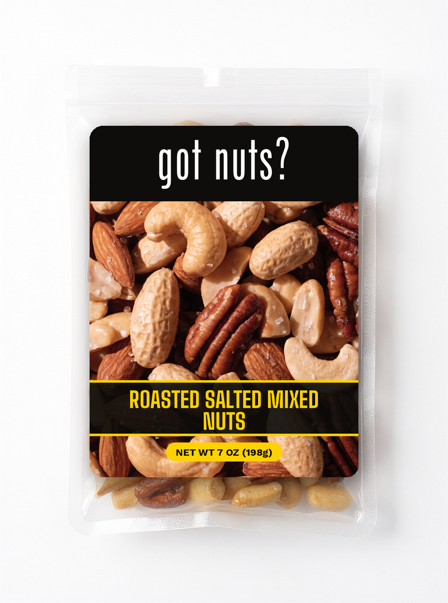 Got Nuts Roasted Salted Mixed Nuts — clear bag with label
